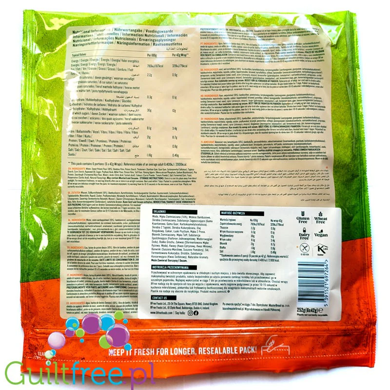 BFree Sweet Potato Wraps 79kcal - wegańskie bezglutenowe wrapy z batatów i teff 6szt x 42g - Image 2