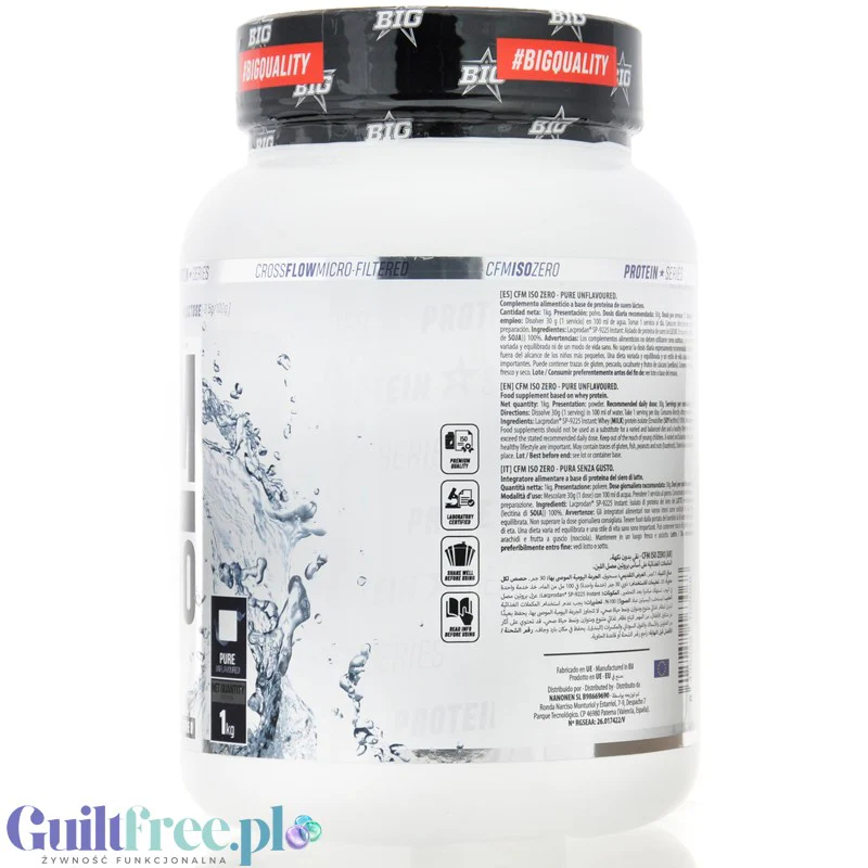 BIG® CFM ISO Zero, Pure 1kg - odżywka białkowa WPI92 CFM Lacprodan®, bezsmakowy - Image 2