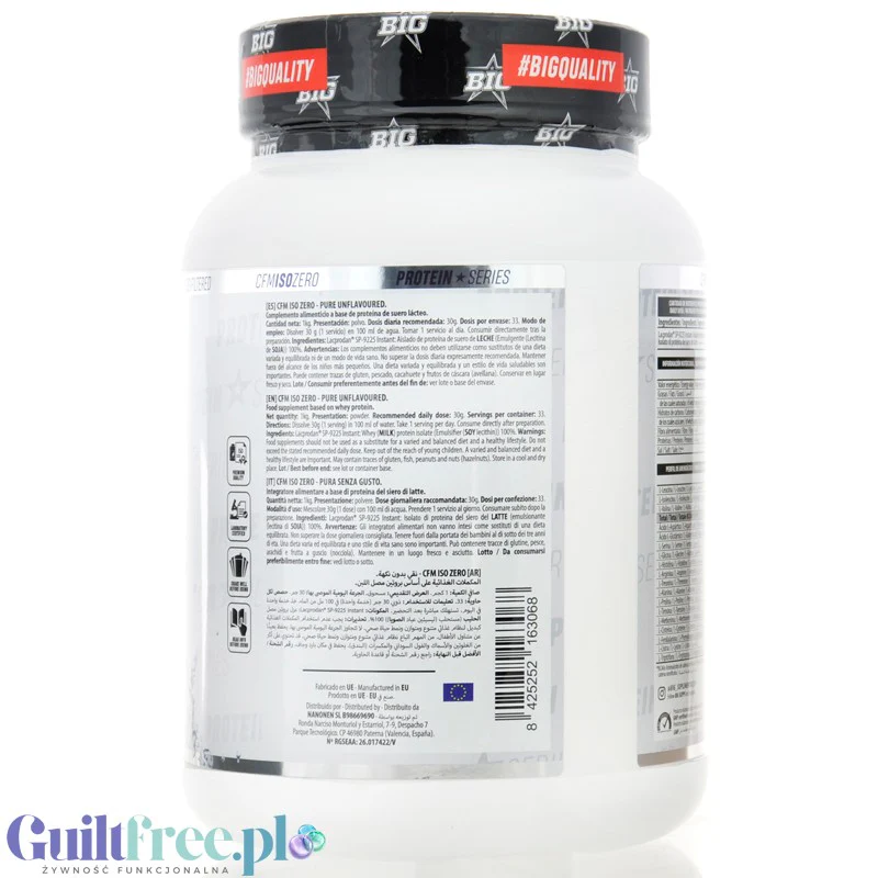 BIG® CFM ISO Zero, Pure 1kg - odżywka białkowa WPI92 CFM Lacprodan®, bezsmakowy - Image 3