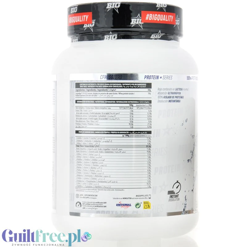 BIG® CFM ISO Zero, Pure 1kg - odżywka białkowa WPI92 CFM Lacprodan®, bezsmakowy - Image 4