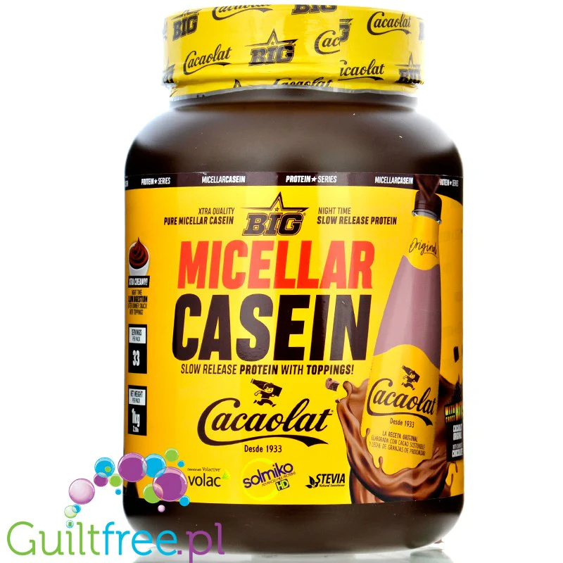 BIG® Micellar Casein, Cacaolat® 1kg - kazeina z ZMA, smak Mleko Czekoladowe jak Nesquik