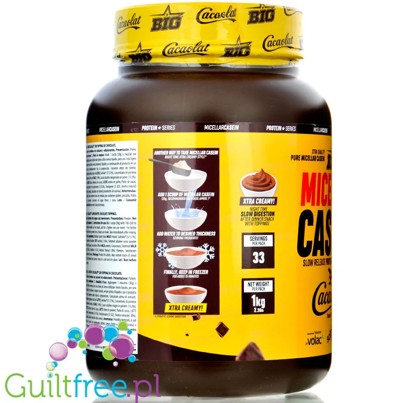 BIG® Micellar Casein, Cacaolat® 1kg - kazeina z ZMA, smak Mleko Czekoladowe jak Nesquik - Image 2