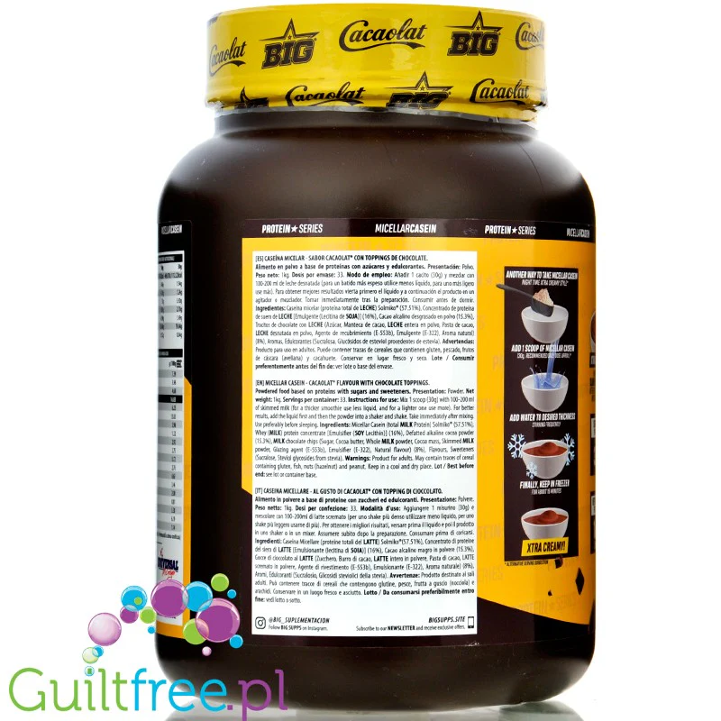 BIG® Micellar Casein, Cacaolat® 1kg - kazeina z ZMA, smak Mleko Czekoladowe jak Nesquik - Image 3
