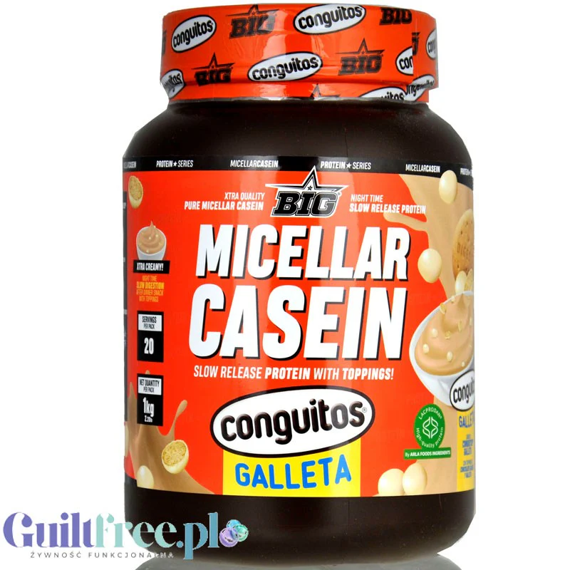 BIG® Micellar Casein, Conguitos Galleta White Chocolate 1kg - gęsta deserowa odżywka białkowa, smak ciasteczko & biała czekolada