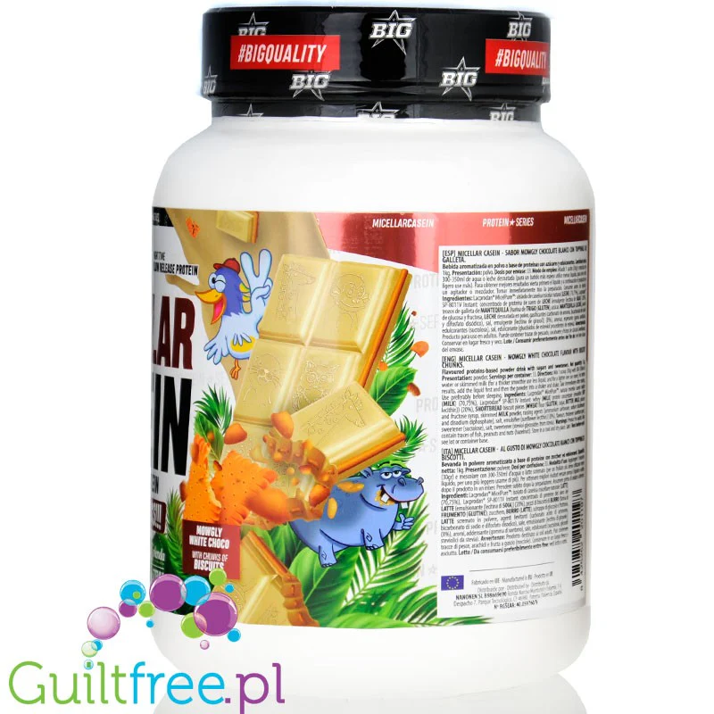 BIG® Micellar Casein, Mowgly White Chocolate 1kg - kazeina z Lacprodan MicelPure®, Biała Czekolada & Maślany Herbatnik - Image 4