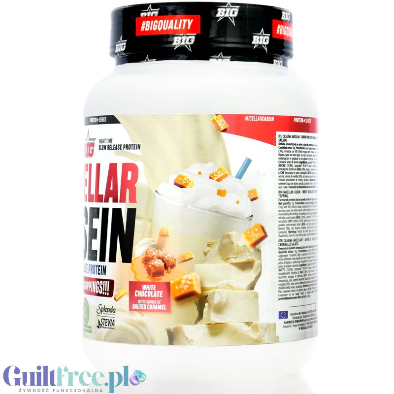 BIG® Micellar Casein, White Chocolate Salted Caramel 1kg - kazeina MicelPure, smak Biała Czekolada & Kawałki Solonego Karmelu - Image 2