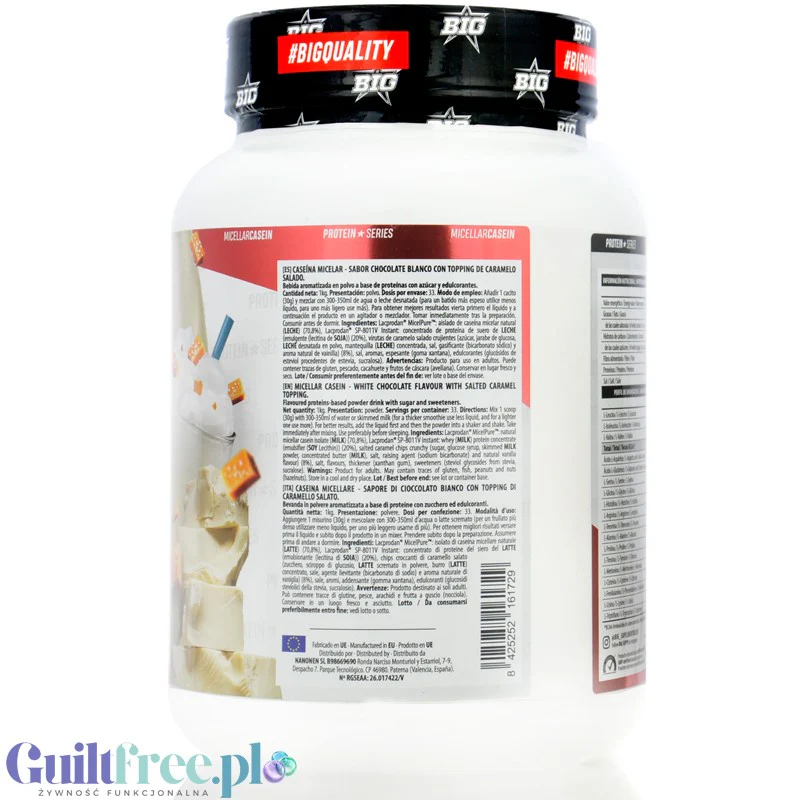 BIG® Micellar Casein, White Chocolate Salted Caramel 1kg - kazeina MicelPure, smak Biała Czekolada & Kawałki Solonego Karmelu - Image 3