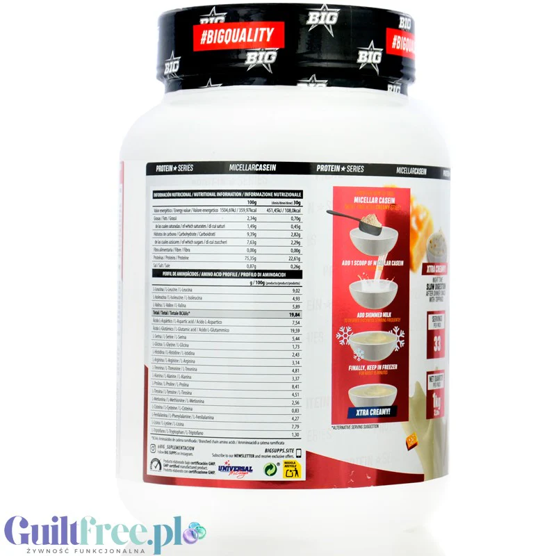 BIG® Micellar Casein, White Chocolate Salted Caramel 1kg - kazeina MicelPure, smak Biała Czekolada & Kawałki Solonego Karmelu - Image 4