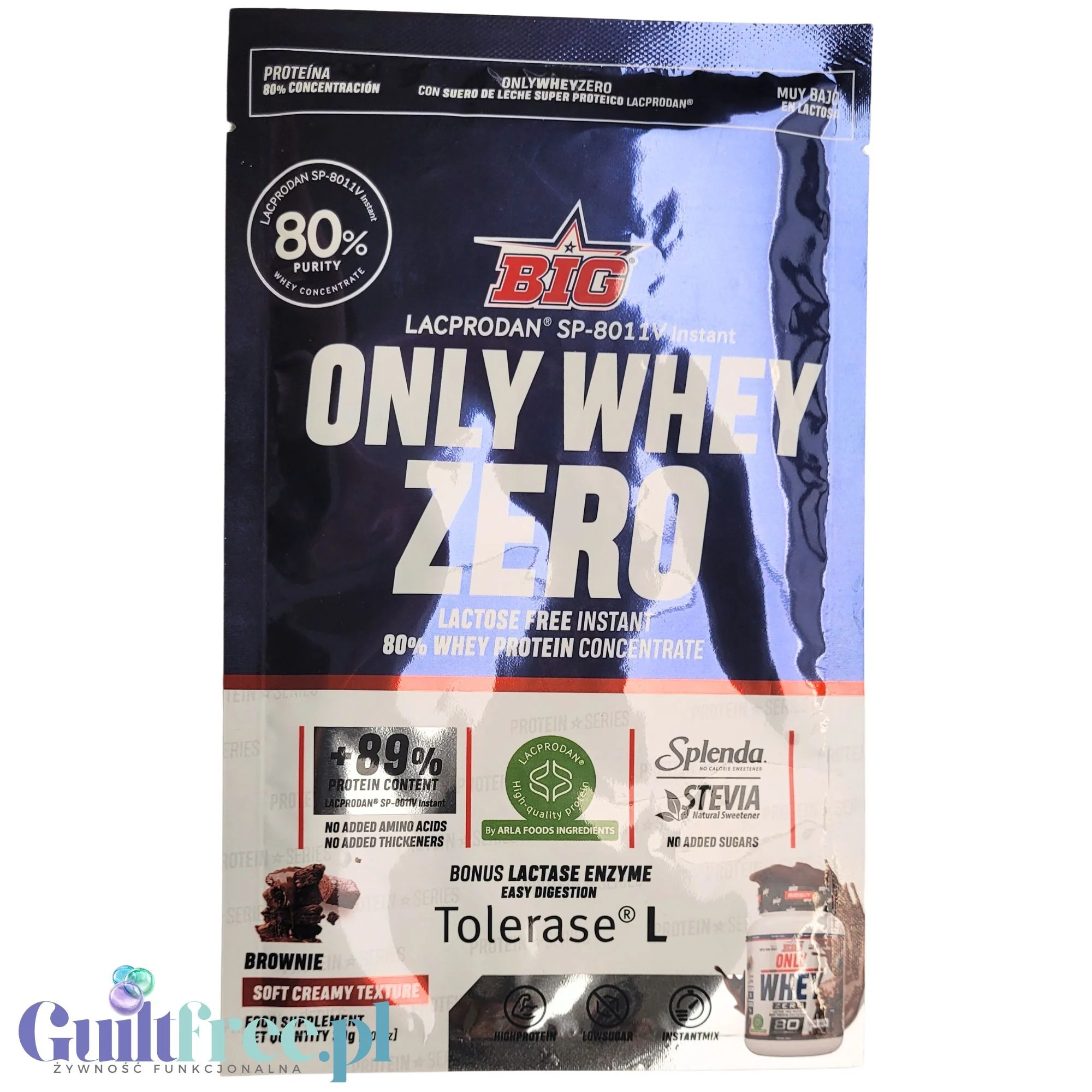 BIG® Only Whey Zero Brownie 30g - kremowa odżywka białkowa WPC Lacprodan 80 ze stewią