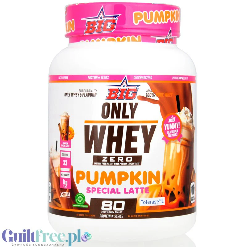 BIG® Only Whey Zero, Pumpkin Special Latte 1kg - odżywka białkowa z enzymem Tolerase L-Lactasa