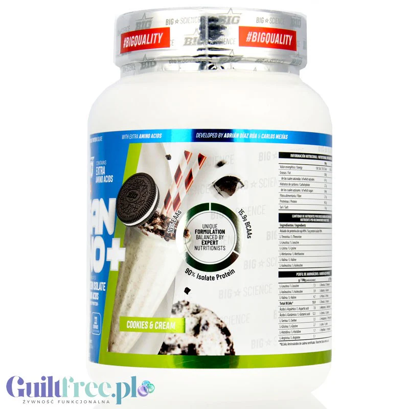 BIG® Vegan Amino+, Cookies & Cream 1kg - wegańska odżywka białkowa o smaku Ciasteczka z Kremem - Image 3