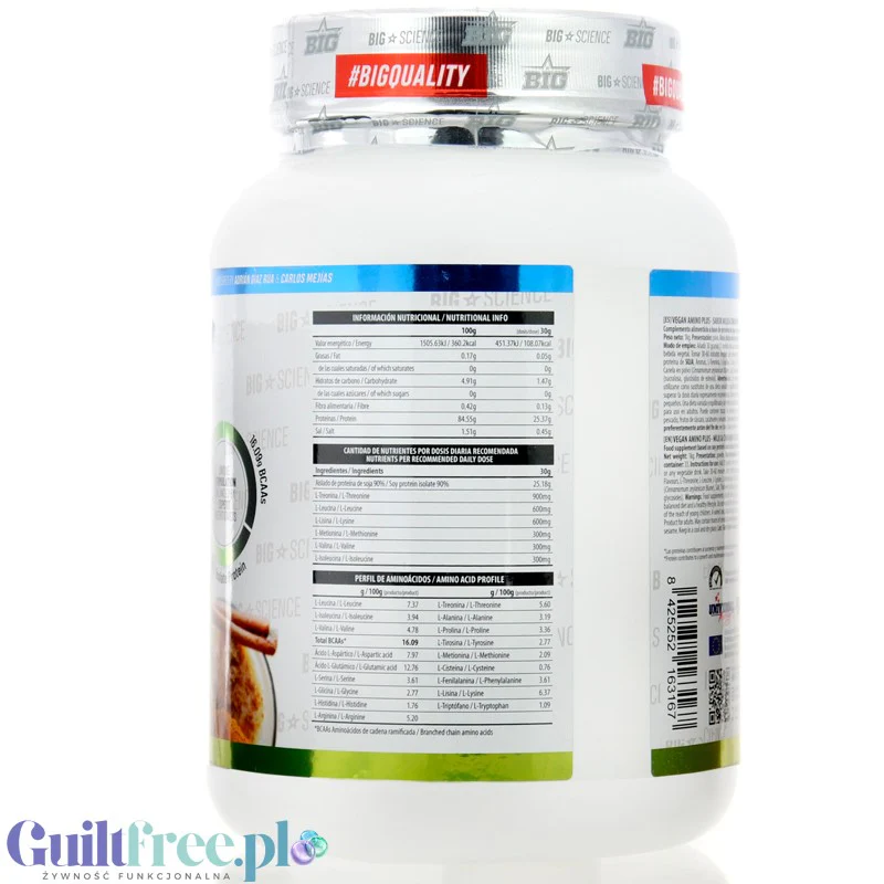 BIG® Vegan Amino+, Milk & Cinnamon 1kg - wegańska odżywka białkowa o smaku mleka z cynamonem - Image 2