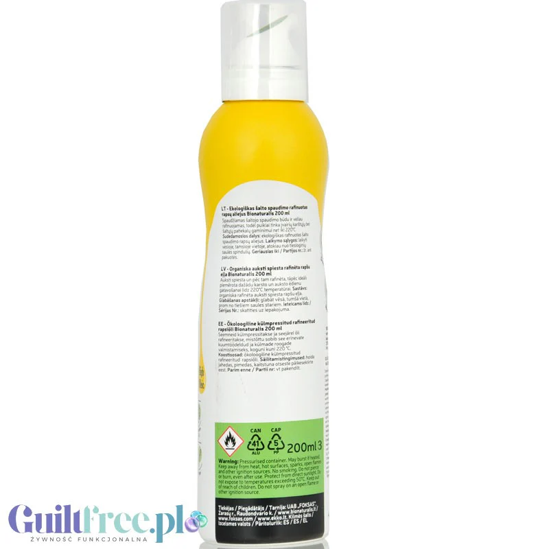 Bio Naturalis Organic Refined Rapeseed Oil - rafinowany olej rzepakowy tłoczony na zimno w spray'u - Image 2