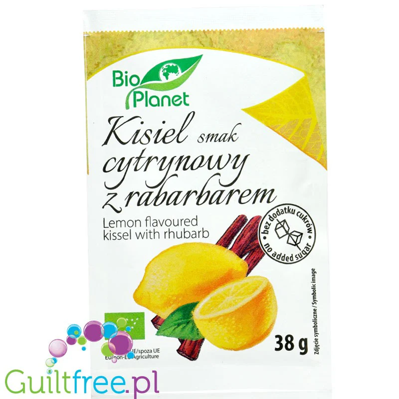 Bio Planet kisiel o smaku cytrynowym z rabarbarem bez dodatku cukru i bez słodzików