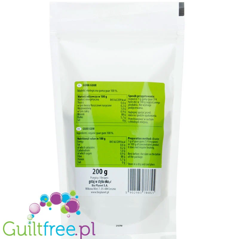 Bio Planet organiczna guma guar 0,2 kg zagęstnik do lodów- E-412 naturalny - Image 2