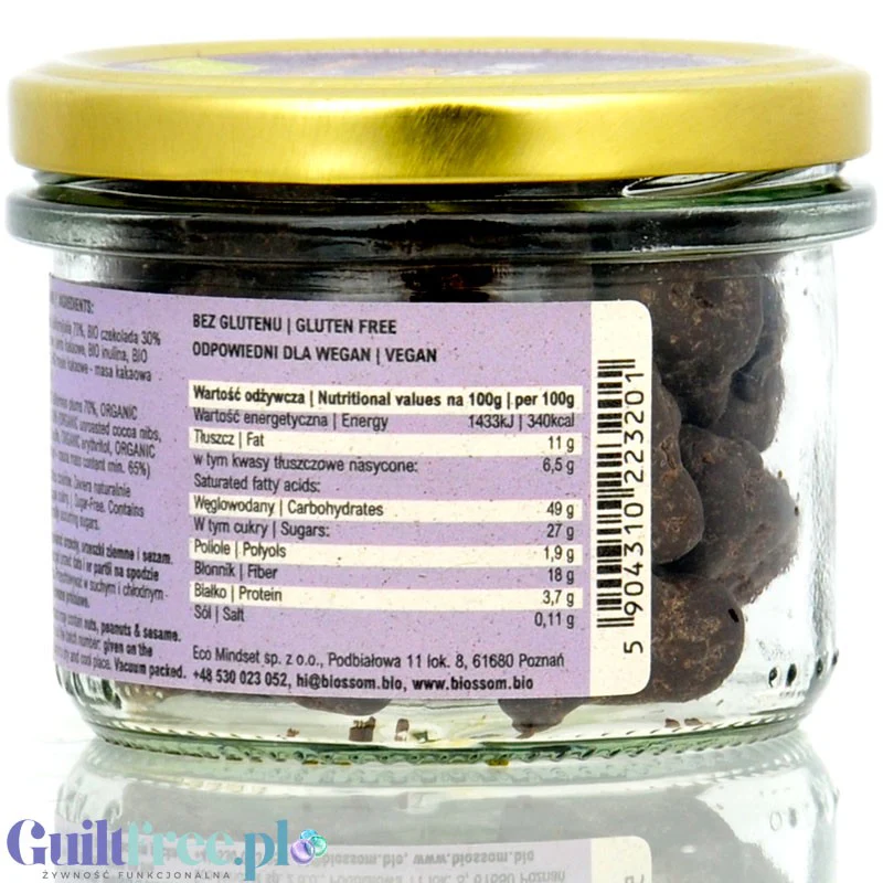 Biossom Śliwki w wegańskie organicznej czekoladzie bez cukru z erytrytolem 125g - Image 3