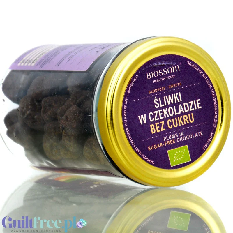 Biossom Śliwki w wegańskie organicznej czekoladzie bez cukru z erytrytolem 300g - Image 3