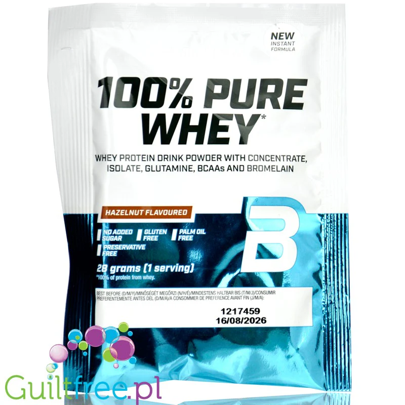 Biotech USA 100% Pure Whey Hazelnut - wielofrakcyjne białko z BCAA, glutaminą i bromelainą