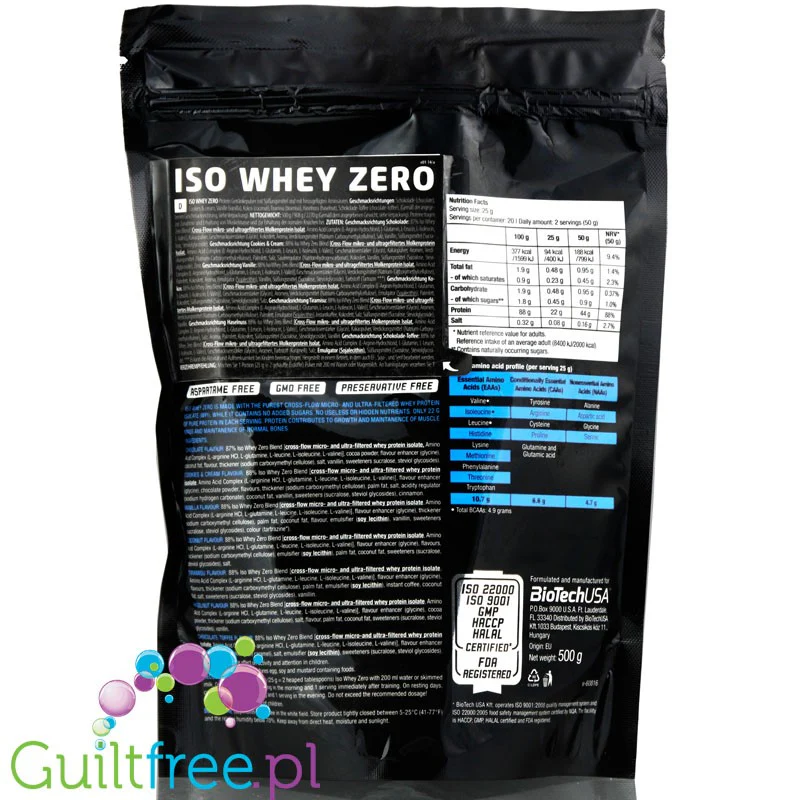 BioTech USA Iso Whey Zero, Kokos, odżywka białkowa bez laktozy - Image 3