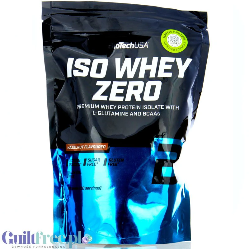 BioTech USA Iso Whey Zero, Hazelnut 0,5kg - odżywka białkowa bez laktozy, smak Orzech Laskowy