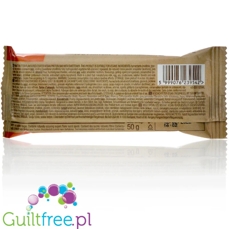 Biotech Vegan Bar Peanut Butter - wegański bezglutenowy baton białkowy bez cukru i oleju palmowego - Image 2