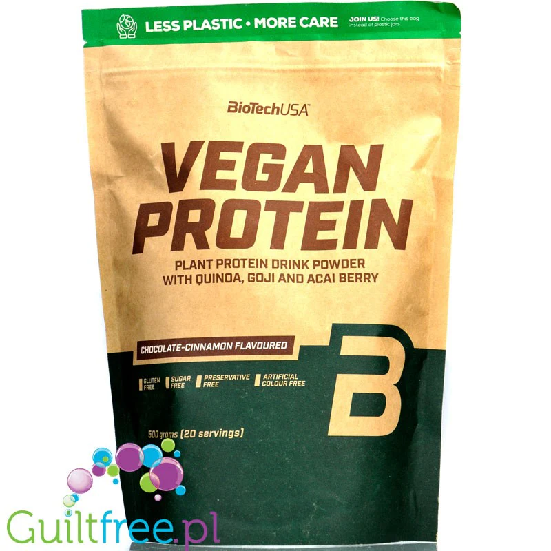 BioTech Vegan Protein Chocolate Cinnamon - wegańska odżywka białkowa z acai, goji i quinoa