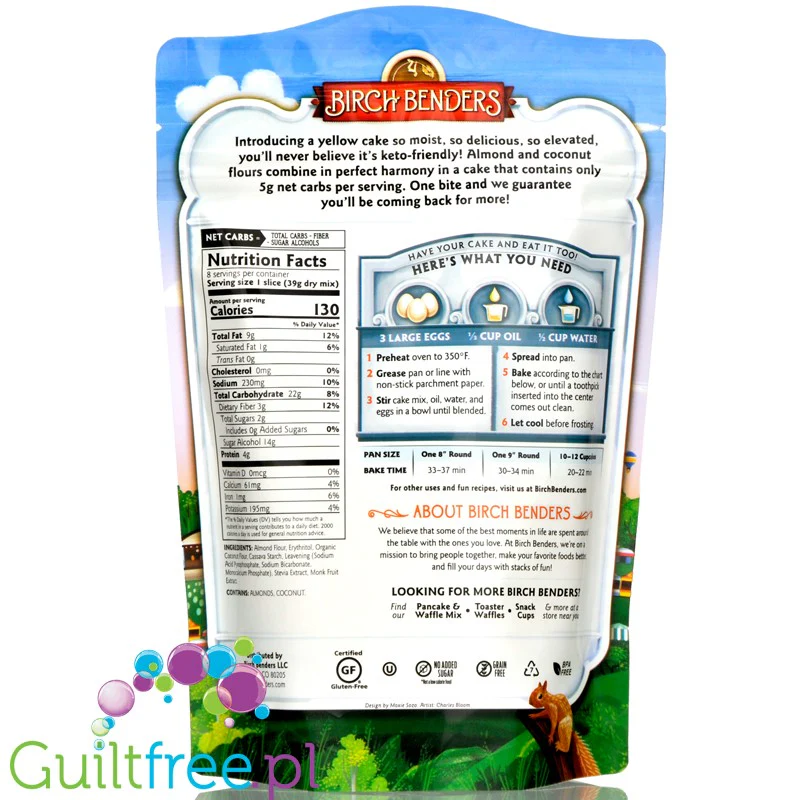 Birch Benders Keto Classic Yellow Cake - bezglutenowy mix do keto ciasta waniliowego - Image 2