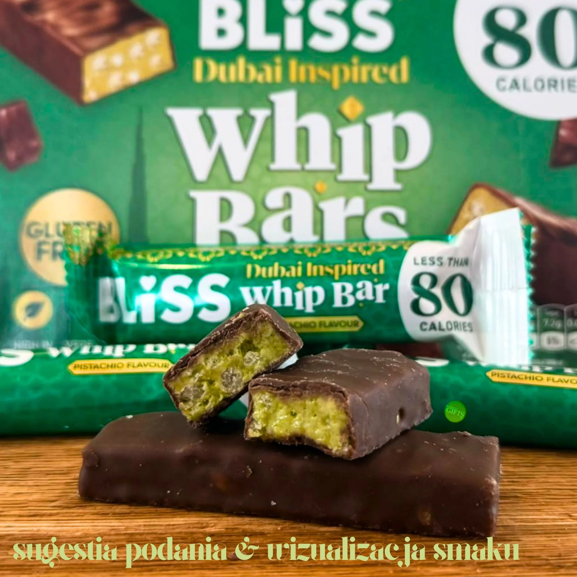Bliss Dubai Whip Bar Pistachio Flavour - batonik nugatowy o smaku pistacjowym, 76kcal, - Image 4