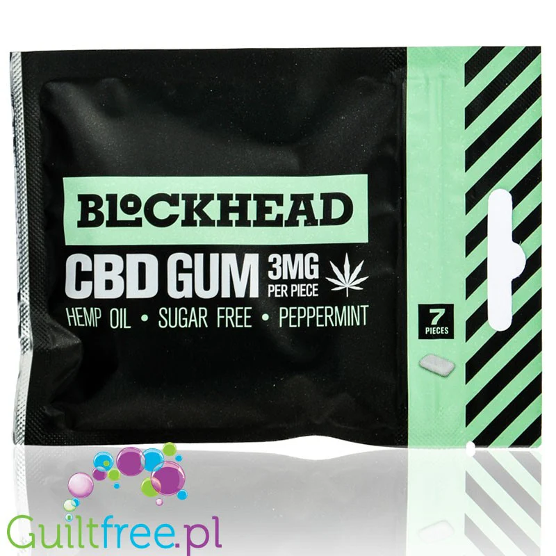 Blockhead CBD 3mg Hemp Oil Peppermint Gum - miętowa guma do żucia bez cukru z ekstraktem oleju konopi