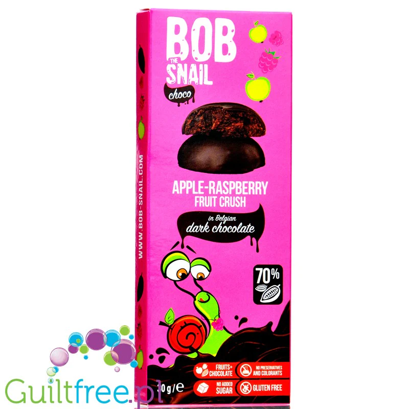 Bob Snail Choco Apple Raspberry Crush - przekąska malinowo-jabłkowa w ciemnej czekoladzie ze stewią
