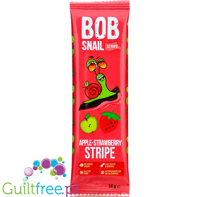 Bob Snail Stripe Apple Strawberry - Przekąska jabłkowa z truskawką z owoców bez dodatku cukru
