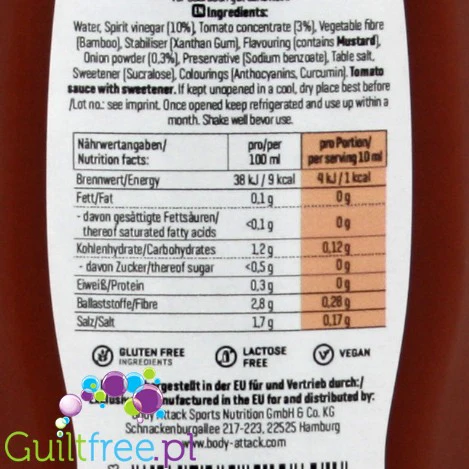 Body Attack Ketchup - sos kanapkowy bez cukru 1kcal w porcji - Image 2