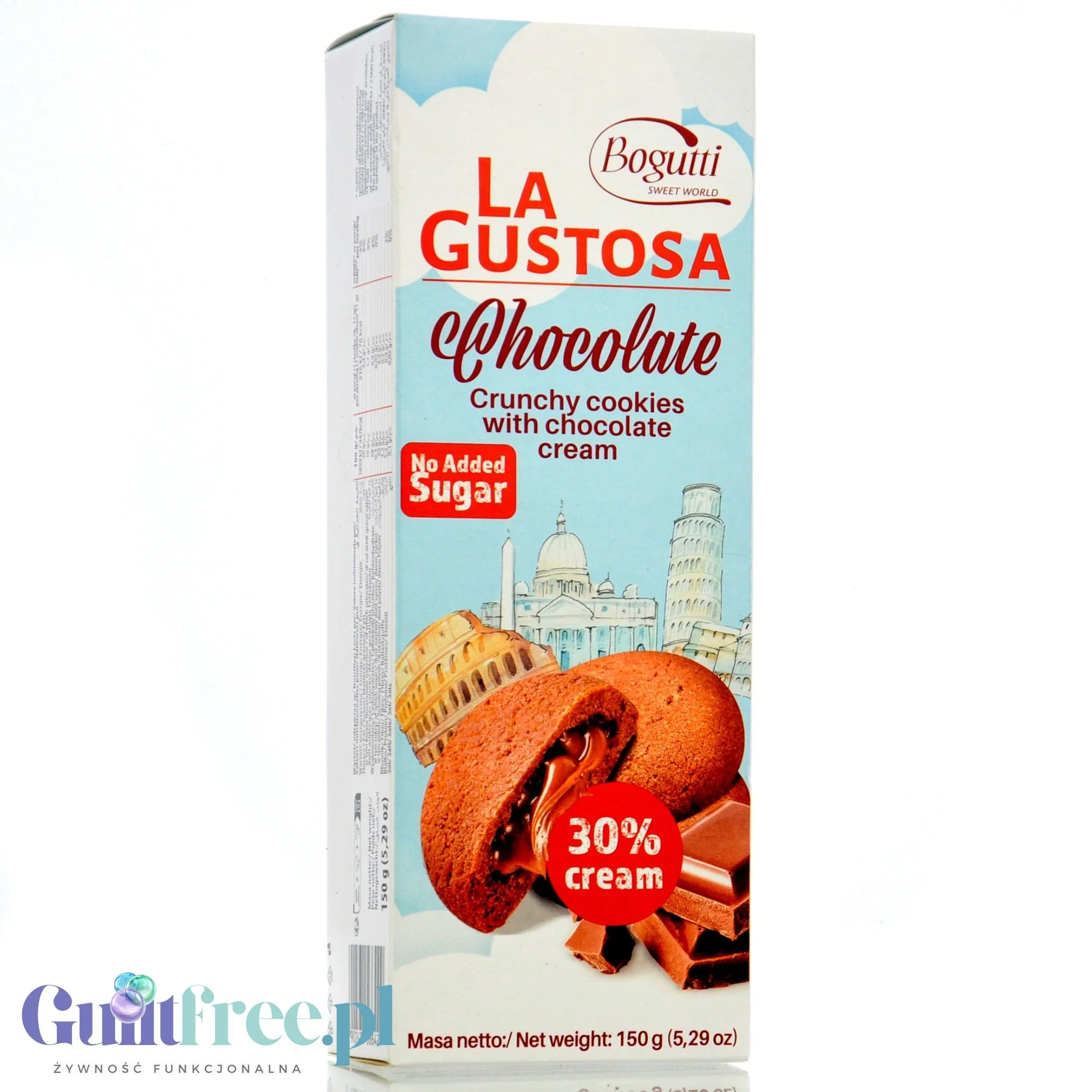 Bogutti La Gustosa Chocolate - Ciastka z kremem czekoladowym bez cukru