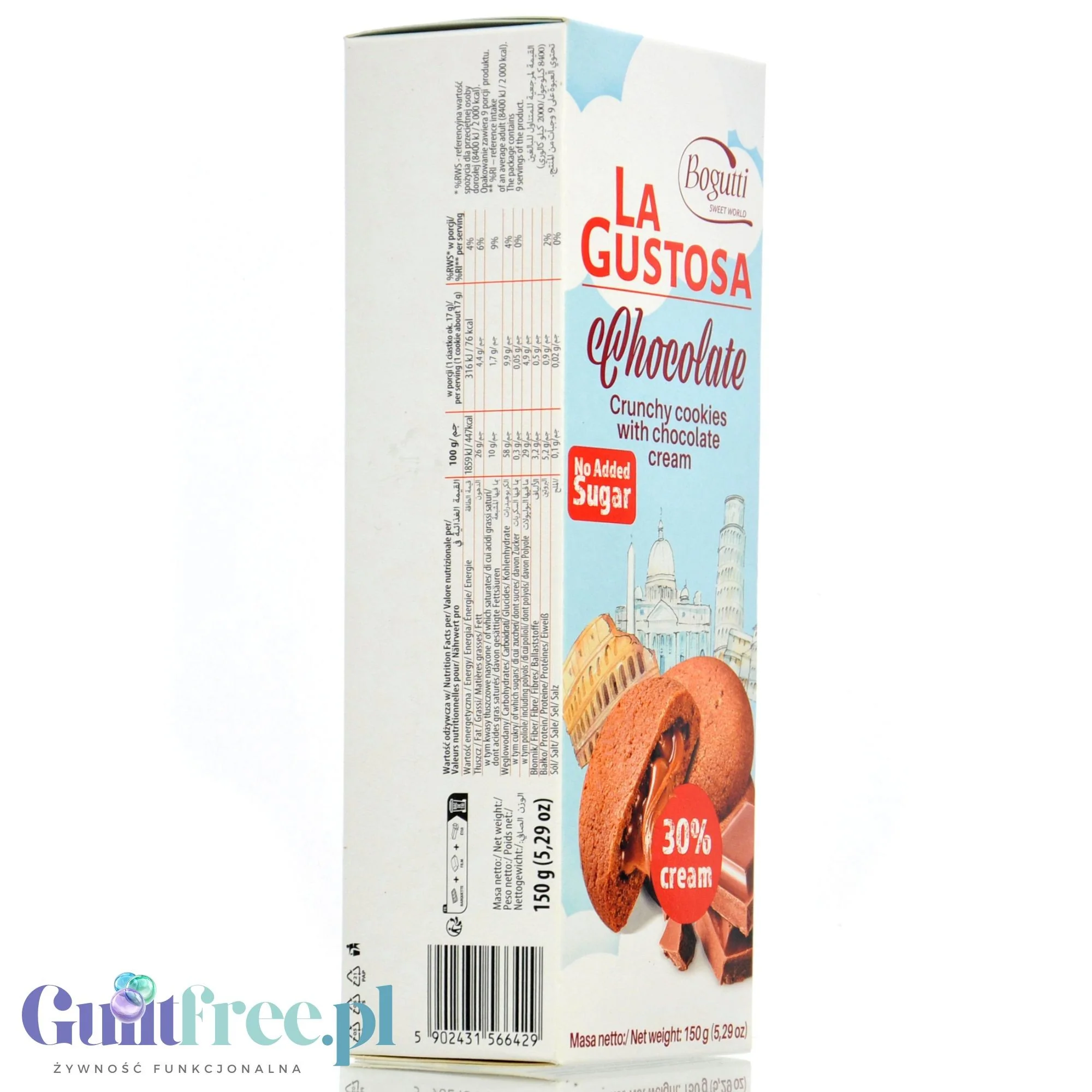 Bogutti La Gustosa Chocolate - Ciastka z kremem czekoladowym bez cukru - Image 3