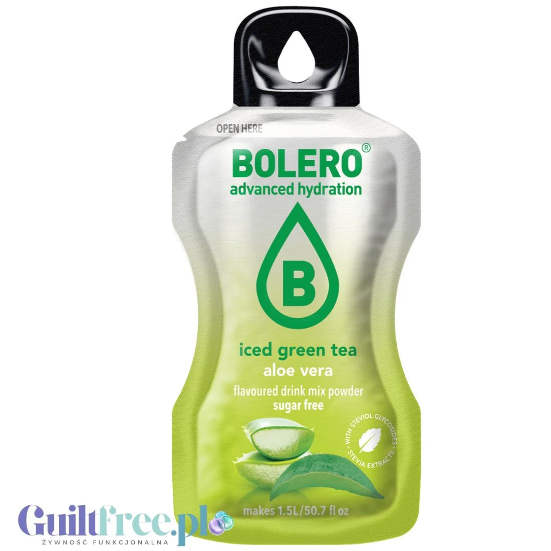 Bolero Drink Iced Green Tea & Aloe Vera - napój instant w saszetce, Mrożona Zielona Herbata ze stewią i aloesem