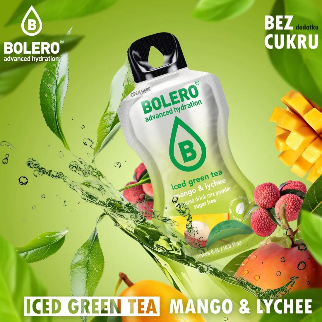 Bolero Drink Iced Green Tea Mango & Lychee 8g - napój instant w saszetce, ze stewią, Mrożona Zielona Herbata z Mango i Liczi - Image 2