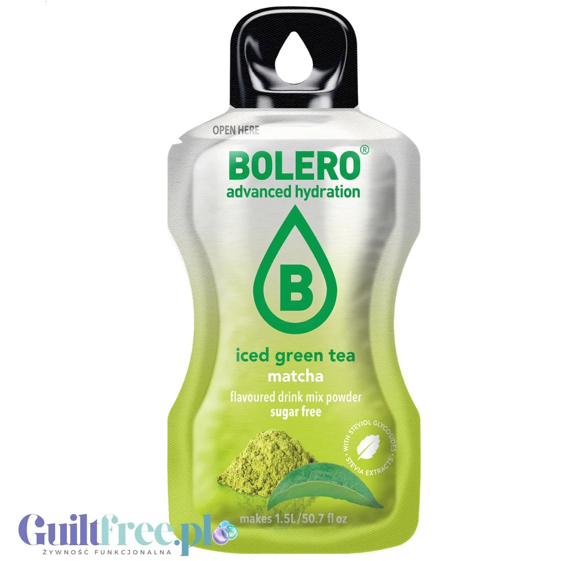 Bolero Drink Iced Green Tea Matcha 8g - napój instant w saszetce, ze stewią, Mrożona Zielona Herbata o smaku macza