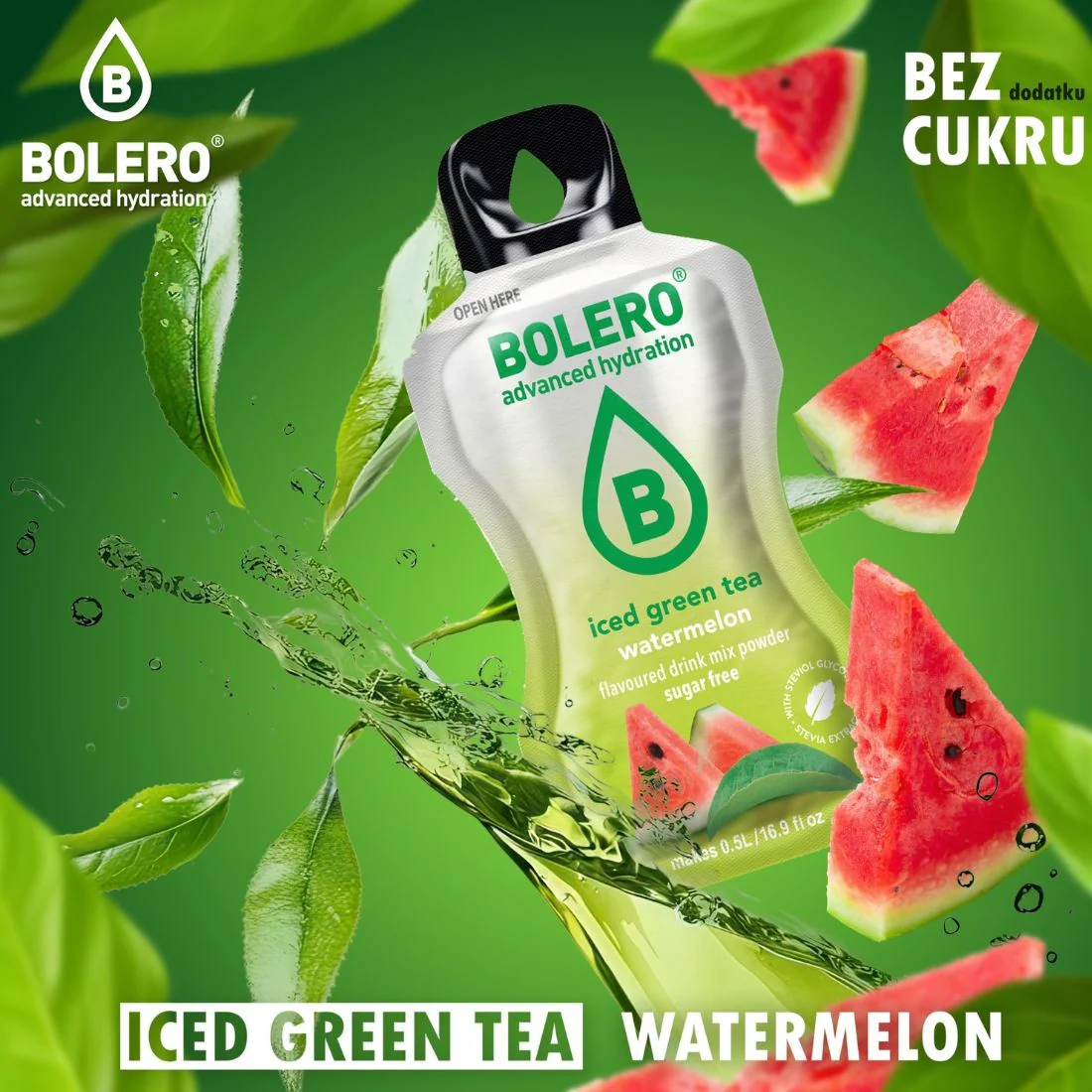 Bolero Drink Iced Green Tea Watermelon 8g - napój instant w saszetce, ze stewią, Mrożona Zielona Herbata z Arbuzem - Image 2