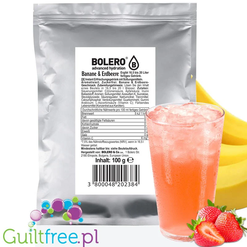 Bolero Drink XXL Banan & Truskawka ze stewią, mix na 20 litrów