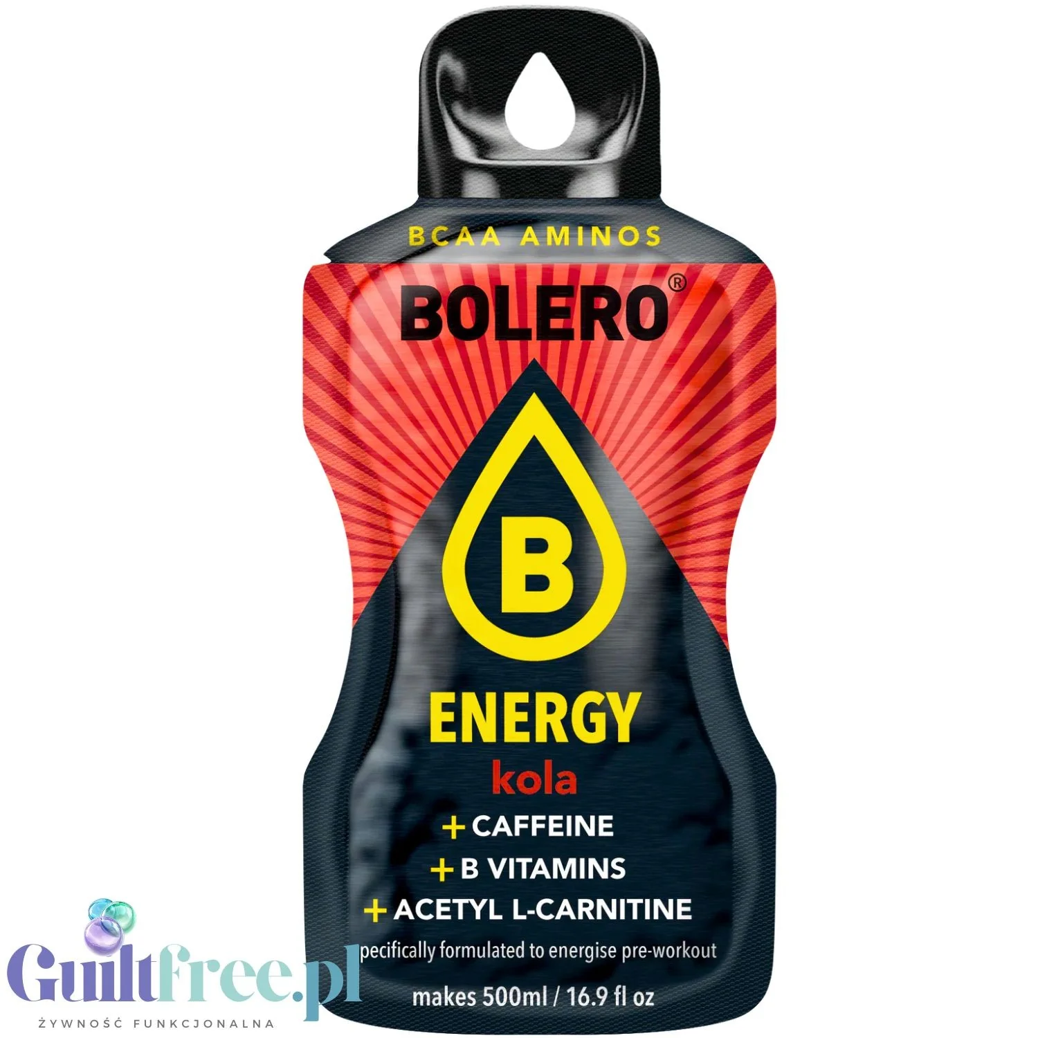 Bolero Energy Cola 14g - napój energetyczny bez cukru z kofeiną, acetylo-L-karnityną i witaminami z grupy B