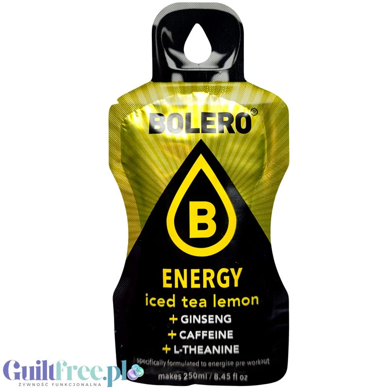 Bolero Energy Iced Tea Lemon 7g - napój energetyczny bez cukru z żeń-szeniem, L-teaniną i kofeiną - Image 2