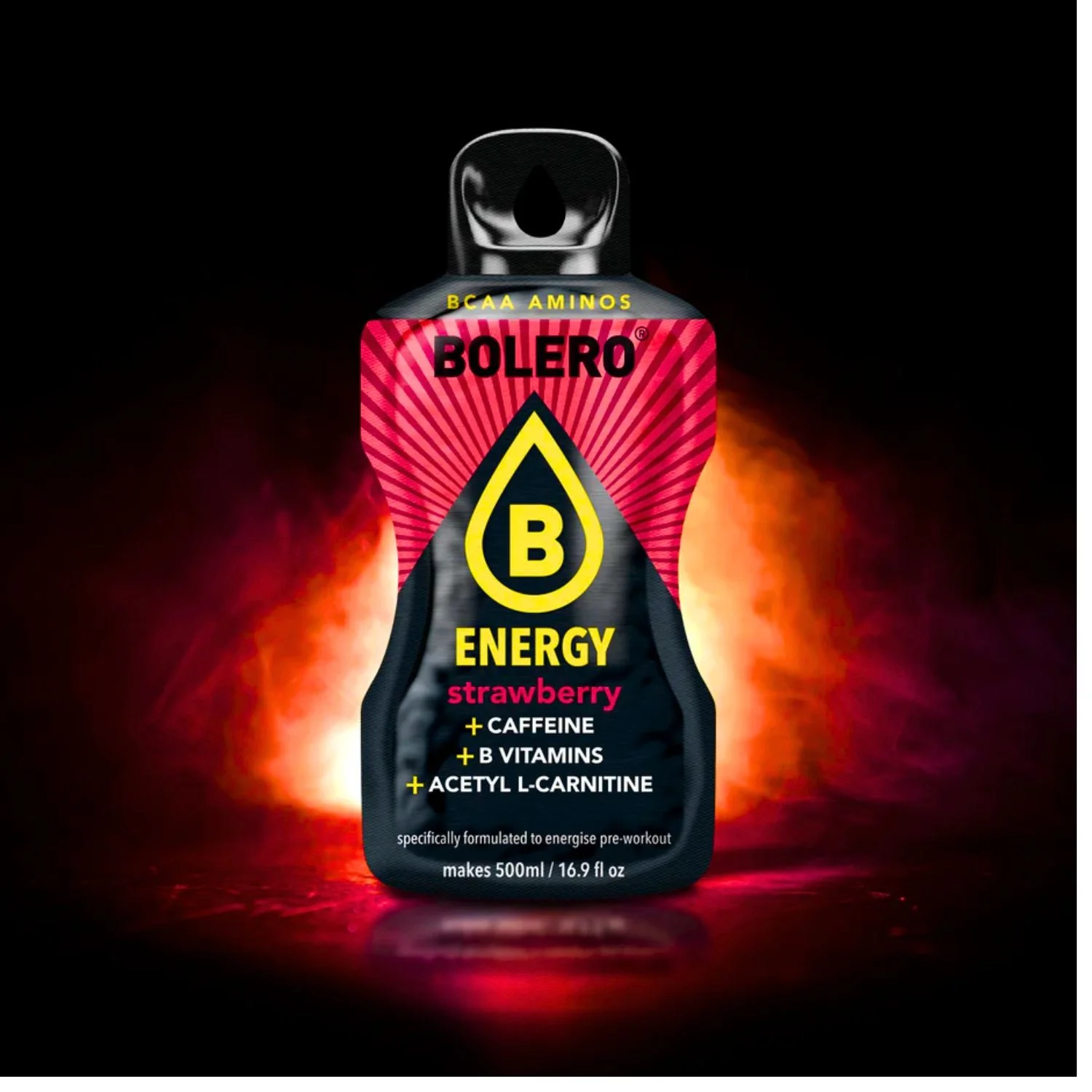 Bolero Energy Strawberry 14g - napój energetyczny bez cukru z kofeiną, L-karnityną i witaminami z grupy B - Image 2
