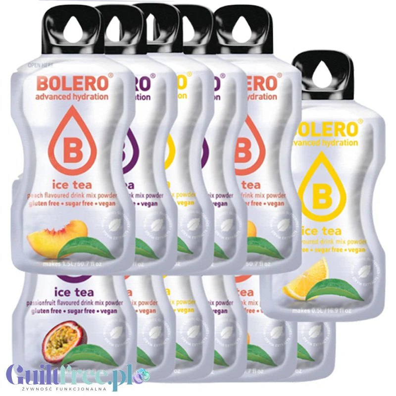 Bolero Ice Tea Drink Mix 12 saszetek po 8g, 3 różne smaki Mrożona Herbata (Cytryna, Brzoskwinia, Marakuja) - Image 2