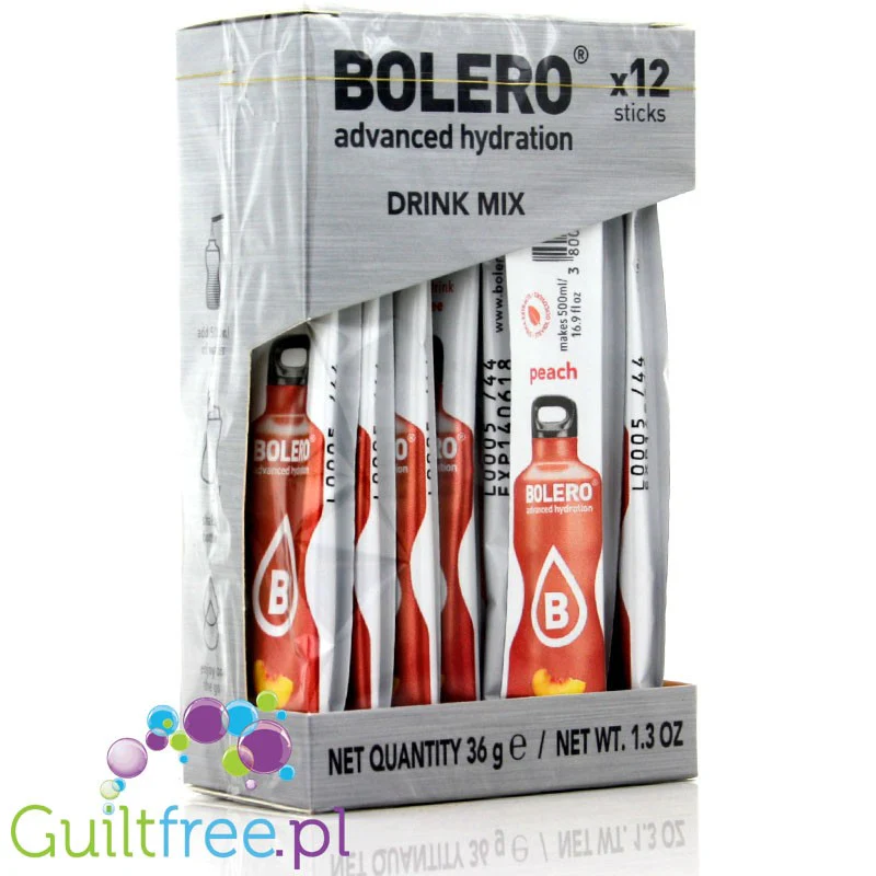 Bolero Sticks ze stewią, Brzoskwinia, 12 saszetek na 6L