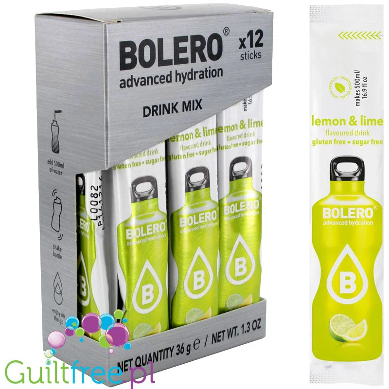 Bolero Sticks ze stewią, Cytryna & Limonka, 12 saszetek na 6L