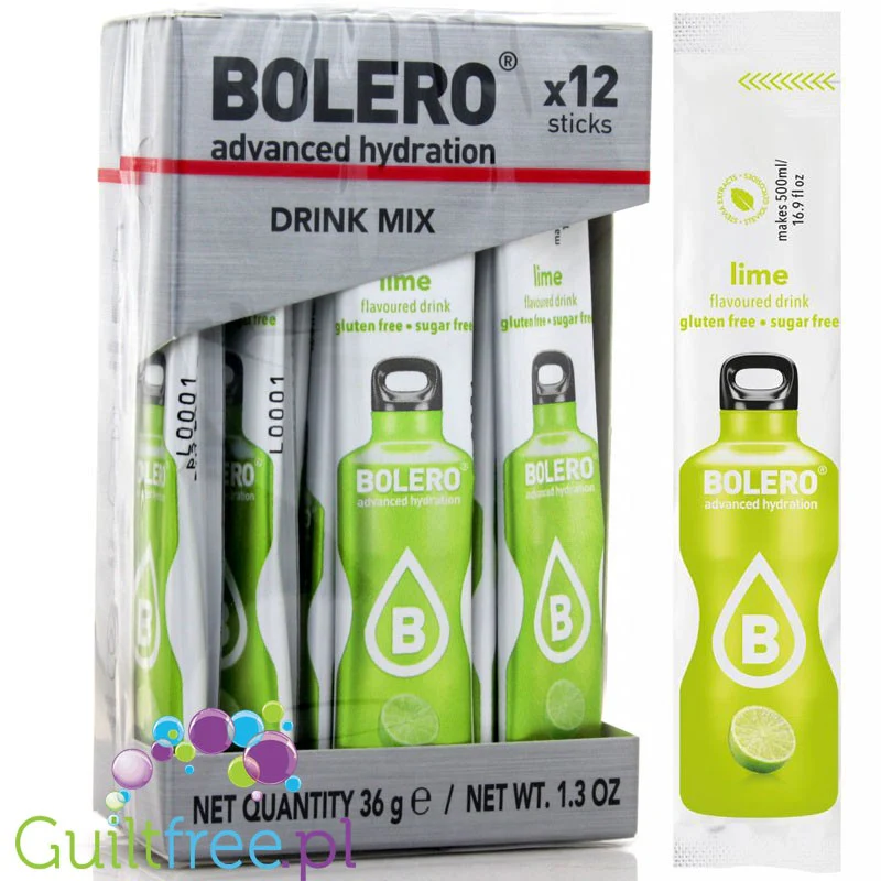 Bolero Sticks ze stewią, Limonka, 12 saszetek na 6L