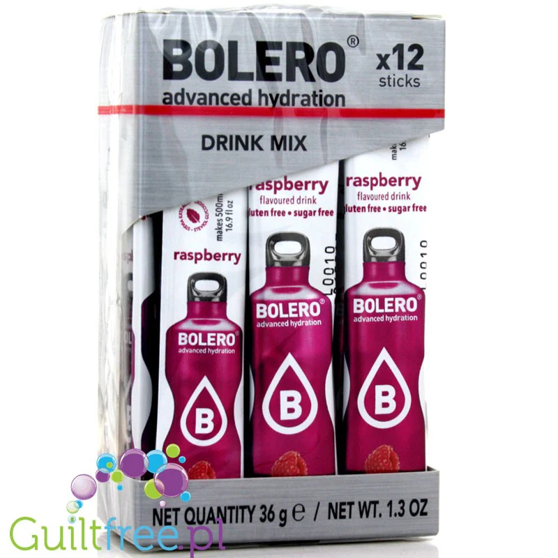 Bolero Sticks ze stewią, Malina, 12 saszetek na 6L