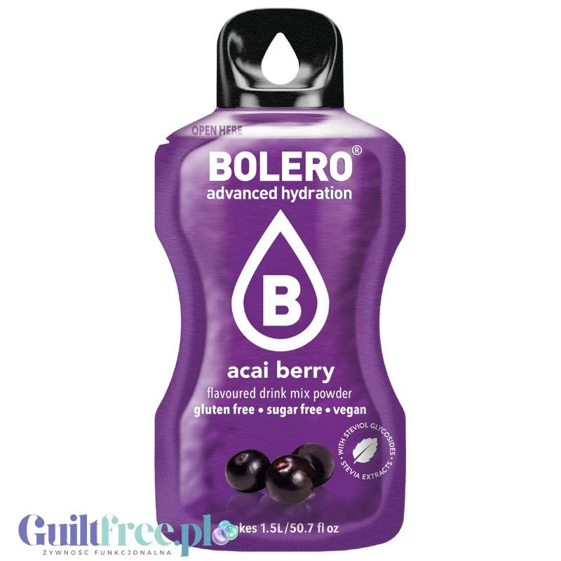 Bolero Drink Açaí 9g - napój instant w saszetce, ze stewią, smak jagody acai