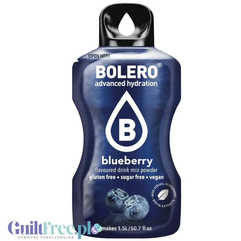 Bolero Drink Blueberry 9g - napój instant w saszetce, ze stewią, smak Jagoda Leśna