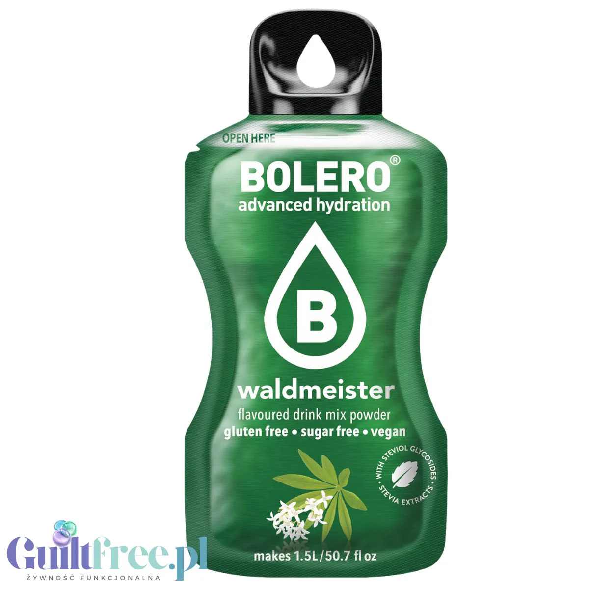 Bolero Drink Waldmeister 9g - saszetka do napojów bez cukru ze stewią, Marzanka
